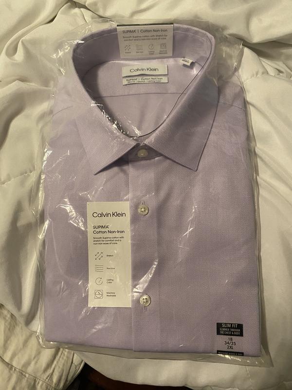 Calvin Klein Slim Fit Solid Dress Shirt, Gray Solid | Men's Wearhouse