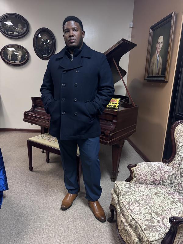 Joseph Abboud Double-Breasted Signature Peacoat, Navy - Blue - Big