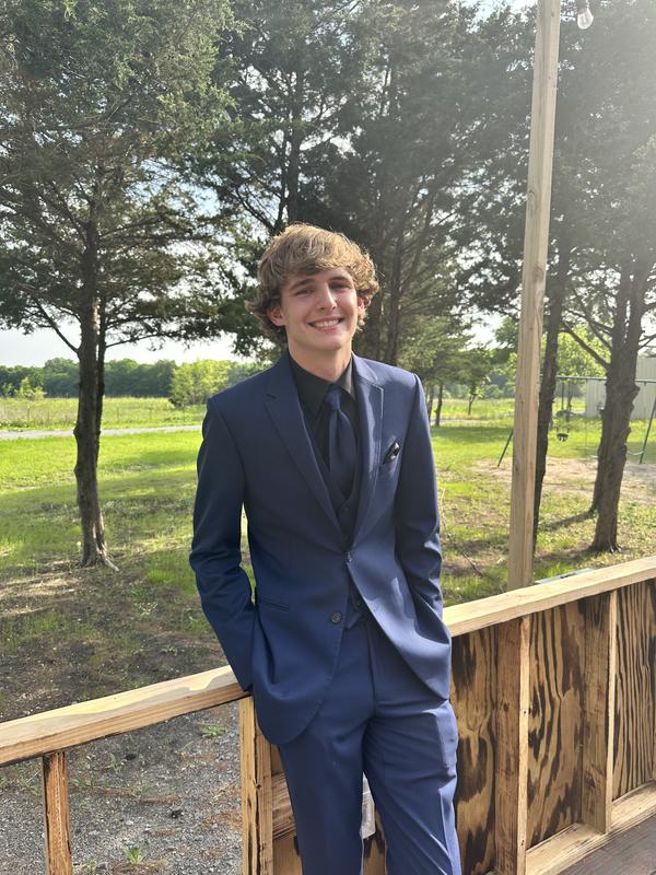 Blue and clearance white prom suit