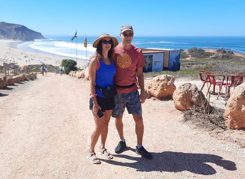 Hiking along dirt trails and rocks in Lagos, Portugal