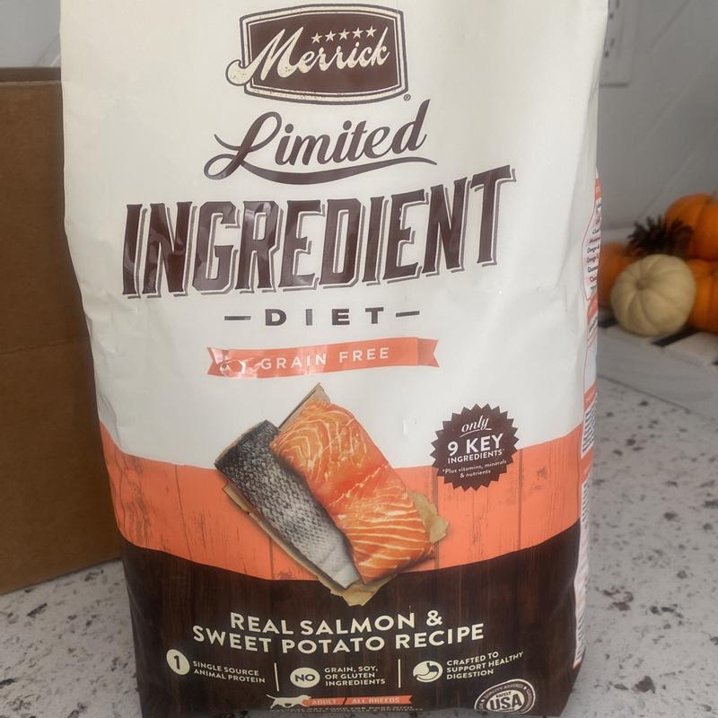 Merrick limited ingredient salmon and store sweet potato