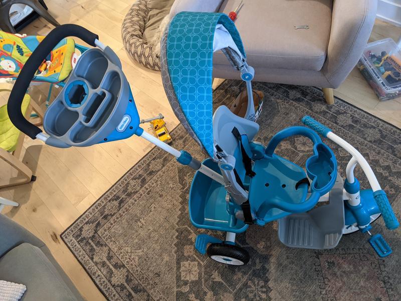 Parent handle facing right, wheel turning left