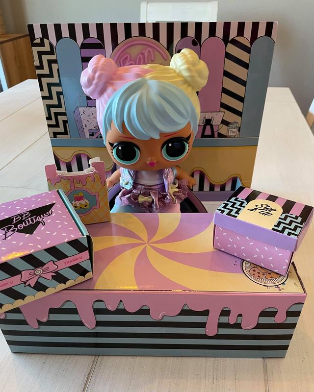 LOL Surprise Big B.B. (Big Baby) Bon Bon – 11 Large Doll, Unbox Fashions,  Shoes, Accessories, Includes Playset Desk, Chair and Backdrop