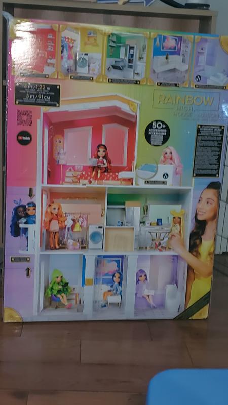  Rainbow High House – 3-Story Wood Doll House (4-Ft Tall & 3-Ft  Wide), Fully Furnished Fashion Dollhouse, Working Hot Tub, Shower,  Elevator, 50+ Accessories, Gift Toy for Kids Ages 6 7