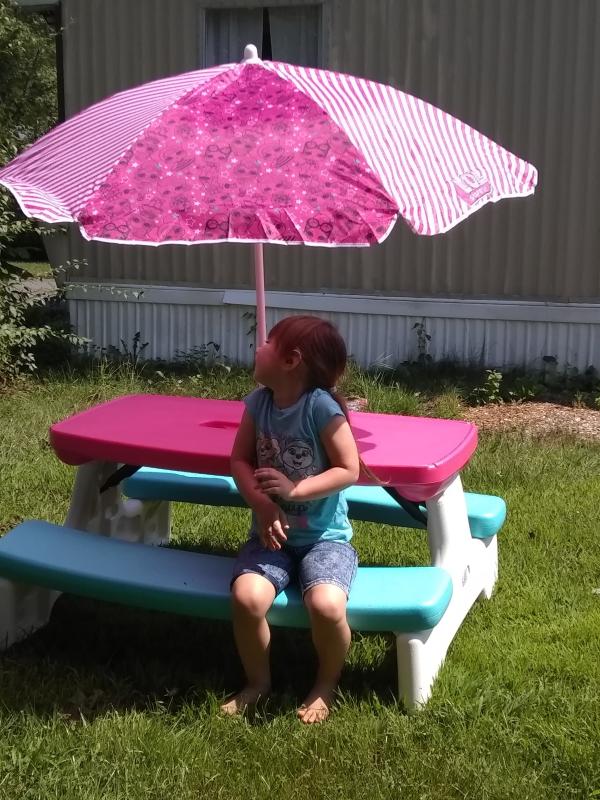 little tikes bench with umbrella