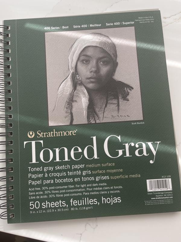 50 Sheets Each Strathmore 412-109 400 Series Toned Gray Sketch Pad 2-Pack 9x12 Wire Bound 