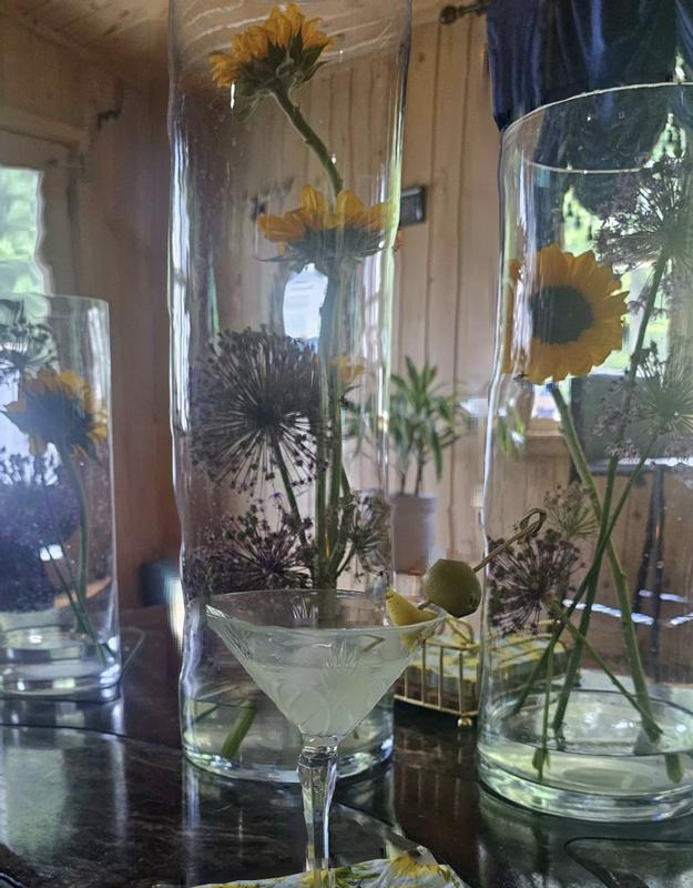Vase Cylindre En Verre Transparent 26,5 Cm Pour Fleurs Déco Intérieure Style Floral