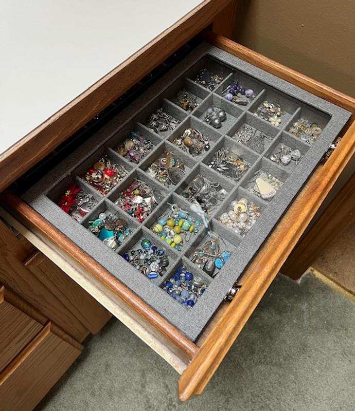 Gray Jewelry Storage Box with Glass Lid by Bead Landing™