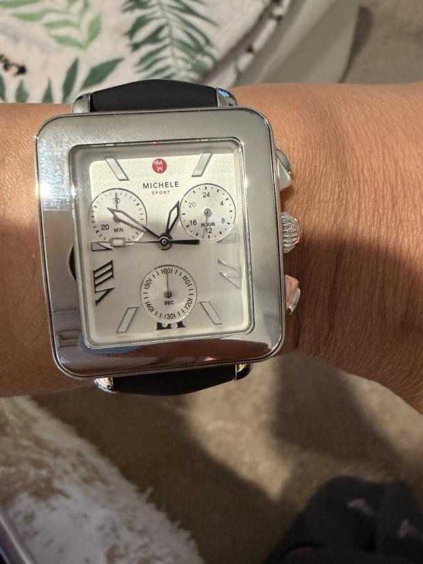 Deco Sport Chronograph Gold-Plated White Silicone Watch