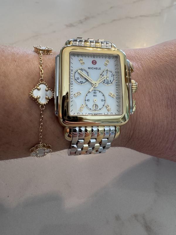 Deco Two-Tone 18K Gold-Plated Diamond Dial Watch MWW06A000779