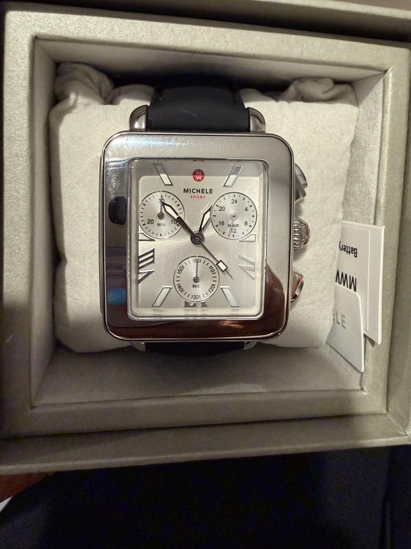 Deco Sport Chronograph Gold-Plated White Silicone Watch