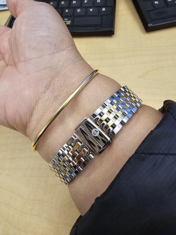 Tapered Seven Link Two-Tone 18K Gold Plated Stainless Steel