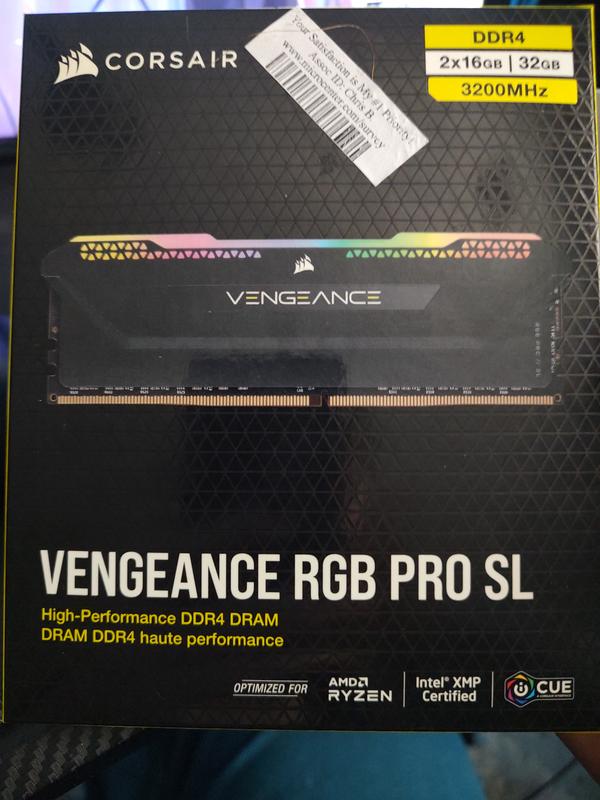 Corsair Vengeance RGB PRO SL Series 32 Go (2 x 16 Go) DDR4 3200 MHz CL16 -  Noir (CMH32GX4M2Z3200C16) - Mémoire PC - LDLC