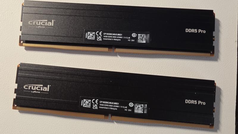 Crucial Pro 32GB (2 x 16GB) DDR5-5600 PC5-44800 CL46 Dual Channel