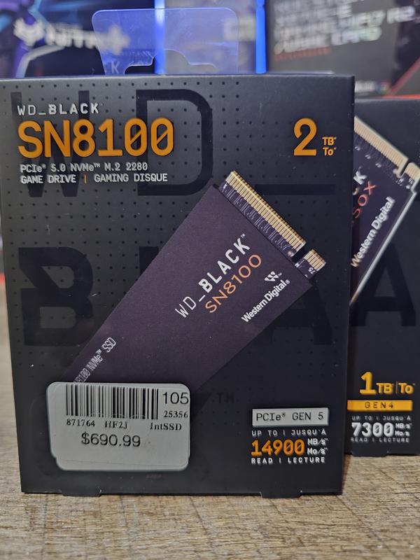 WD Black SN8100 2TB 3D TLC NAND Flash PCIe Gen 5 x4 NVMe M.2