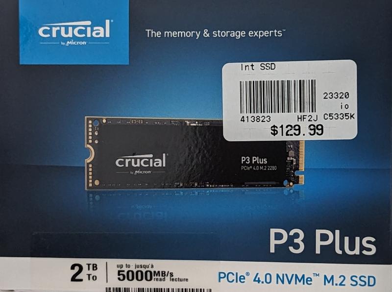 Disco Ssd Crucial 2tb P3 Plus M.2 2280 Nvme Gen 4 X4 5000mbs