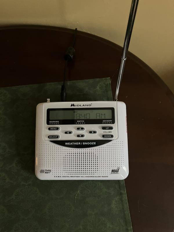 Midland White NOAA Weather Alert Radios Digital Battery Operated