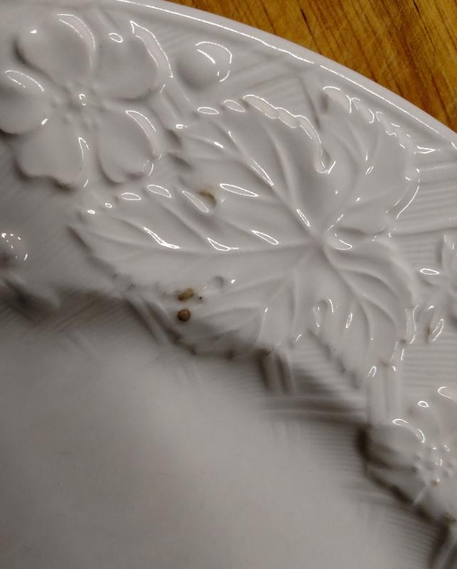 dark pock marks on Mikasa English Countryside plate. poor quality