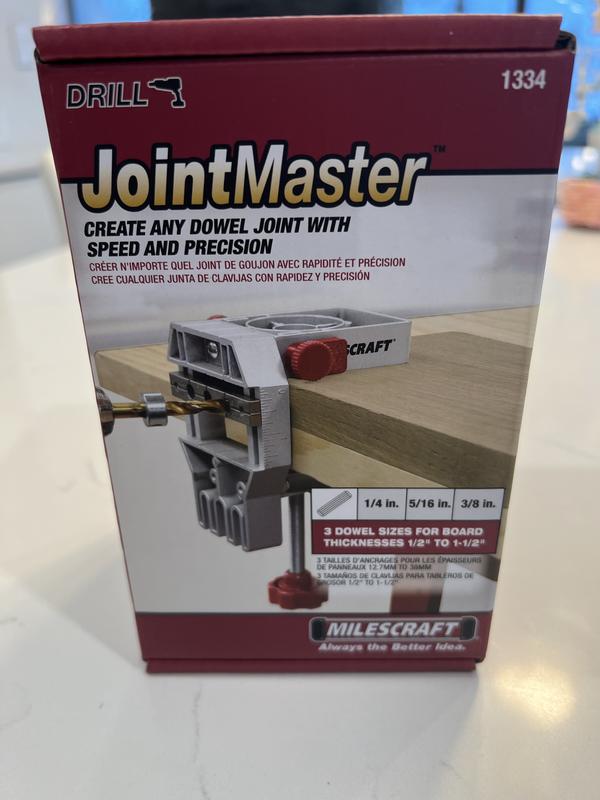 Milescraft 1332 Joint Mate - New, Improved Handheld Dowel Jig For Corner, Edge, And Surface Joints, 3 Metal Bushing Sizes (1/4", 5/16", 3/8") And Self -Centering Pins, Includes Removable Fence - View #8