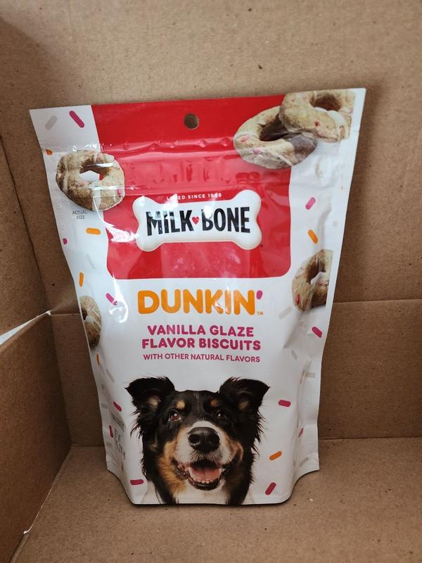 thumbnail interactive-video image 1 of Milk-Bone X Dunkin' Limited Edition Vanilla Glaze Dog Treats - 8oz 1 of 6
