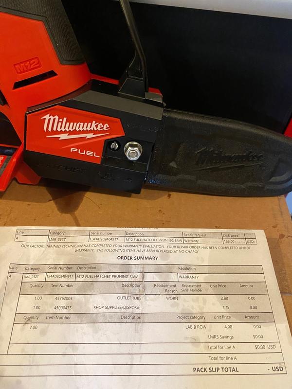 Milwaukee M12 FUEL Hatchet Pruning Saw Kit, 6in. Bar, 12V Li-Ion, Model#  2527-21