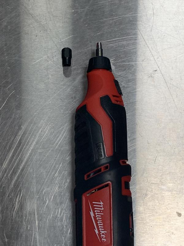 Organizing and consolidating tools. Found that this Dremel guide works with  the M12 rotary tool. Threads right on. : r/MilwaukeeTool