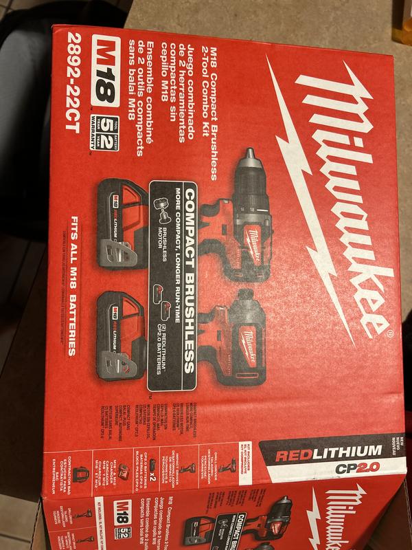 Milwaukee M18 2-Tool Brushless Combo Kit — 1/2in. Drill Driver, 1