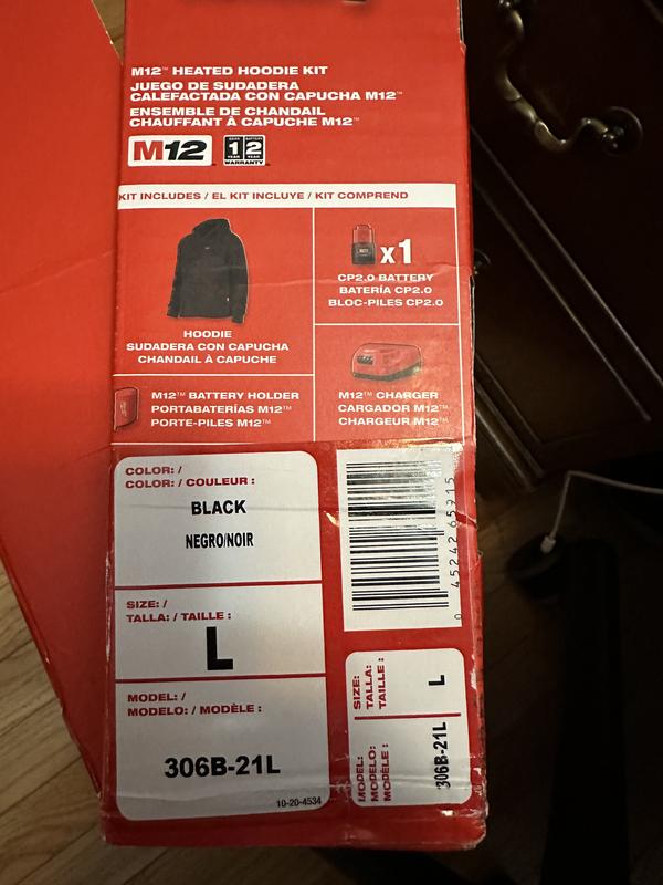 S) - SWEAT À CAPUCHE NOIR TAILLE S MILWAUKEE M12HHBL3 - 4933464346