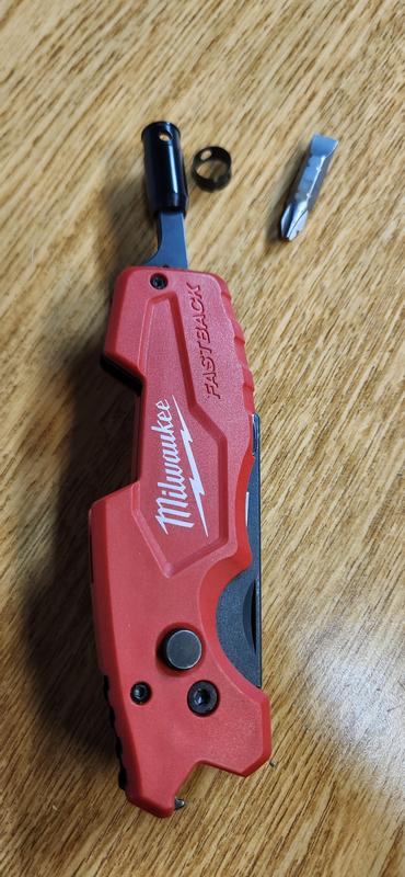 Milwaukee Fastback 6-in-1 Folding Utility Knife with General Purpose Blade and 7 in. Rafter Square