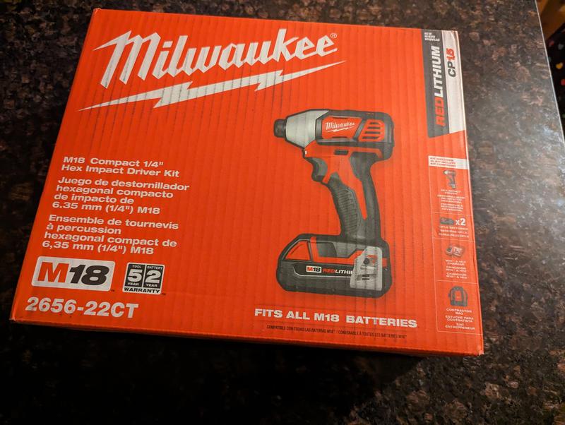Milwaukee M18 Compact Brushless 1/4 Hex Impact Driver Kit 3650-22CT