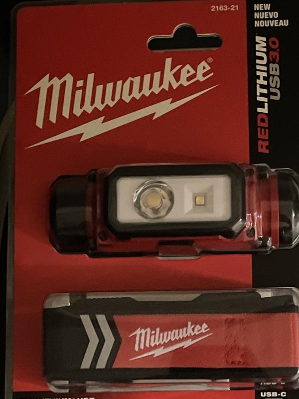 Lampe frontale rechargeable DEL REDLITHIUM USB Milwaukee 2163-21 600 lumens