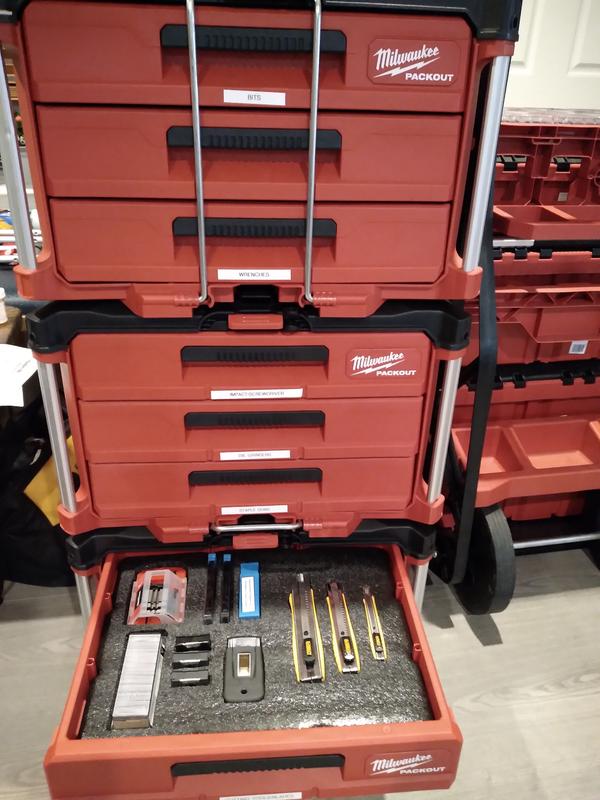 Milwaukee three 2024 drawer packout