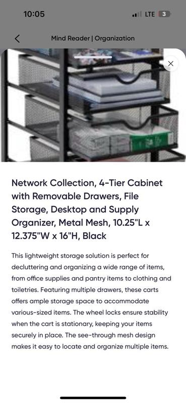 Network Collection, 4-Tier Cabinet with Removable Drawers, File