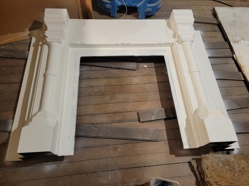 Cast iron fireplace mantle, before...