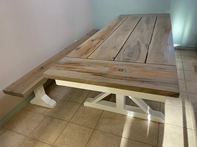 Oak table and bench