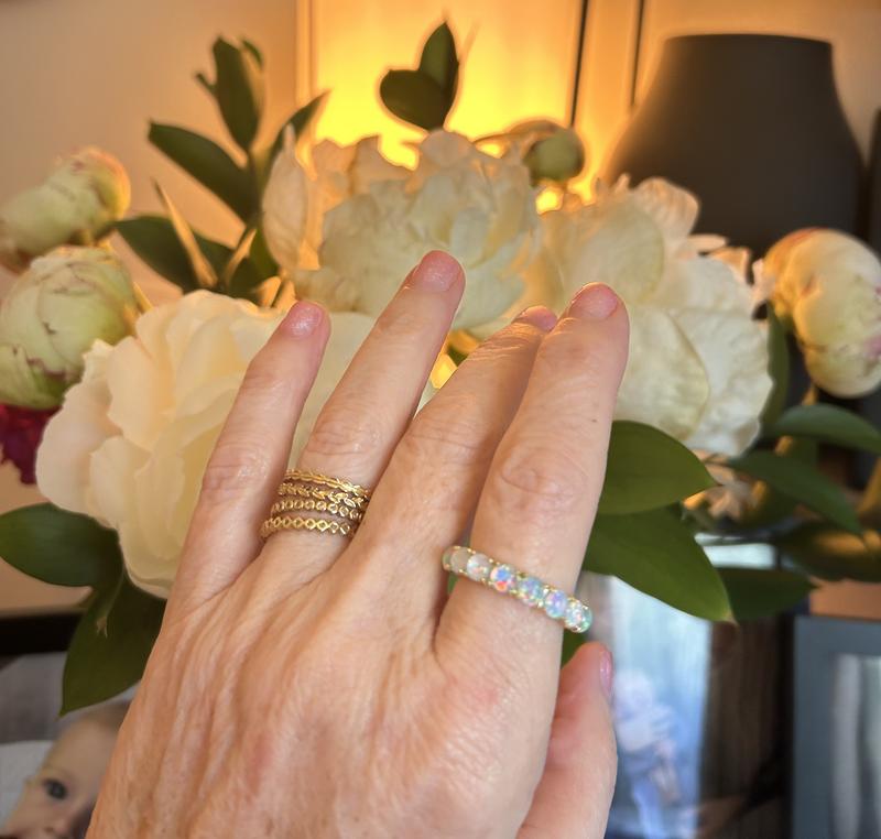 Customer photo for "LOVE the Blue Opal Eternity Ring!"