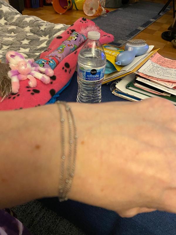 Customer photo for "Dainty silver 3-chain bracelet. - OOH LA LA!!!!!!"