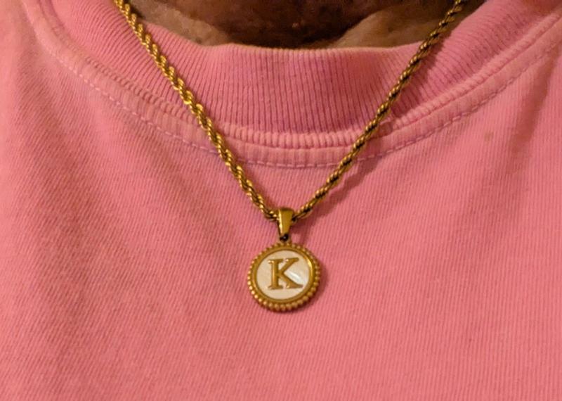 Customer photo for "Initial necklace"
