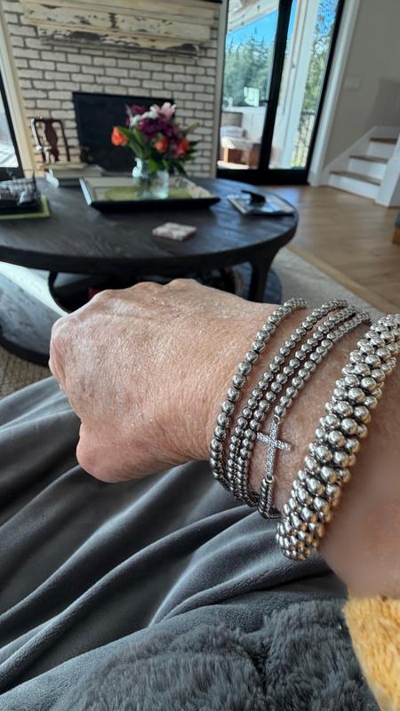 Customer photo for "Stacking beaded bracelets…silver and gold!"