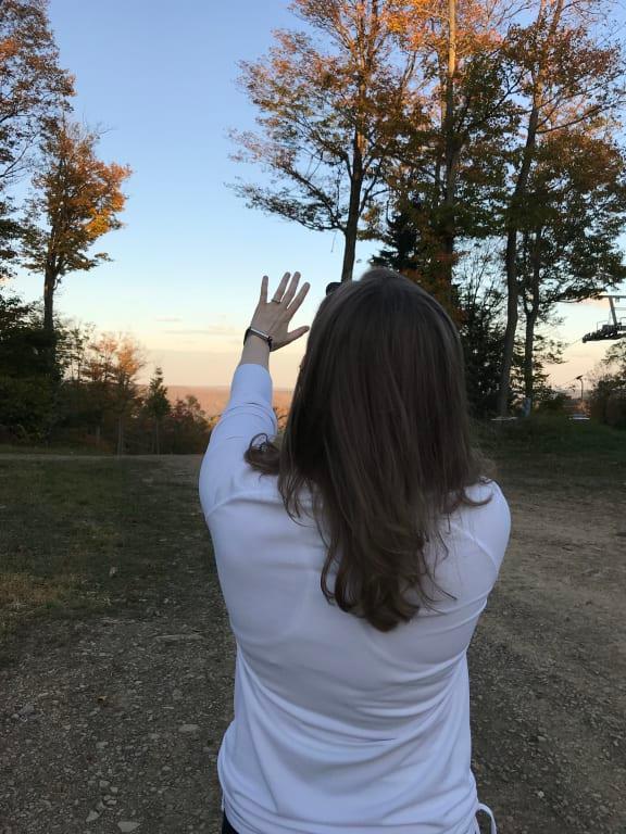 Admiring the new jewelry!