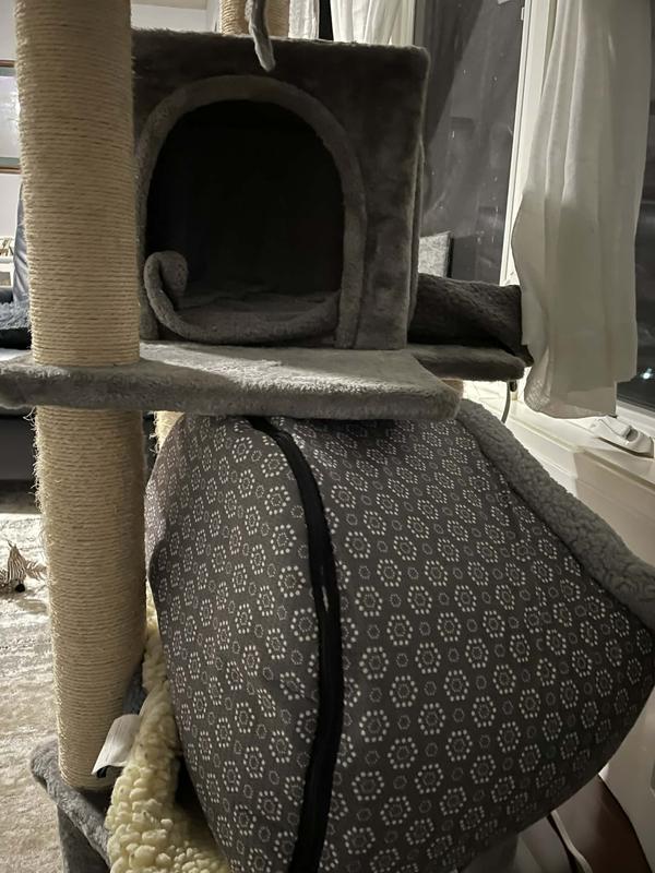 I put the Pet Cave on my cat tree to protect the top and a small crate pad under it.  Now a cozy can look out the window.