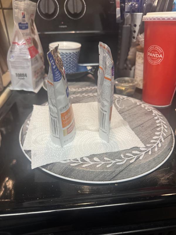 Puffed up packet vs non-puffed up pkg.