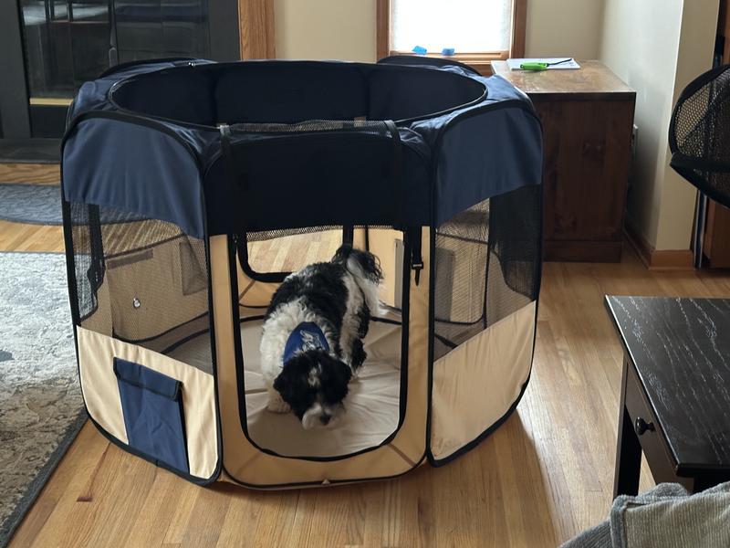 ELITEFIELD 2-Door Soft-Sided Dog Cat Playpen, Brown Beige, 30