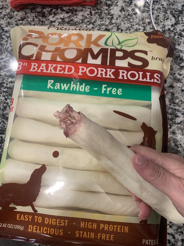 PORK CHOMPS Baked Pork Rolls Dog Treats 8 in 18 count Chewy