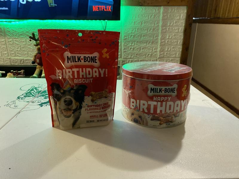 MILKBONE Happy Birthday Flavor Snacks Small Bone Dog Treats, 36oz tin