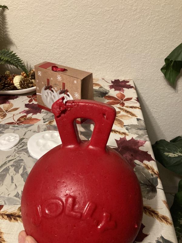 Jolly ball with outlet handle