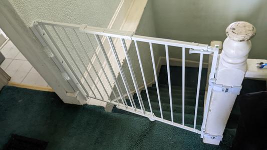 Slanted entrance, level on top of gates.