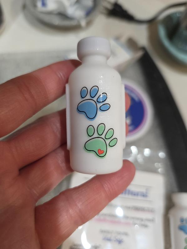So cute! Pawprints stayed on after cleaning with alcohol pad