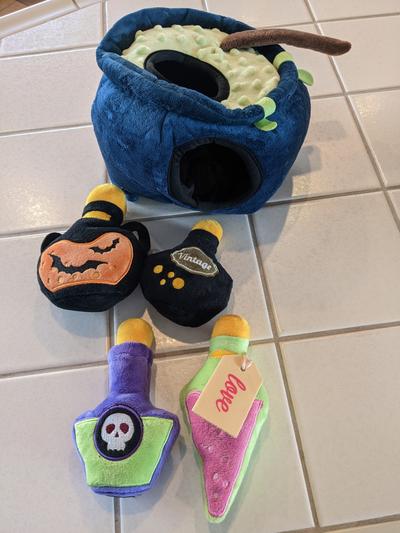 Frisco Halloween Candy Cauldron Hide & Seek Puzzle Plush Squeaky Dog Toy, Medium