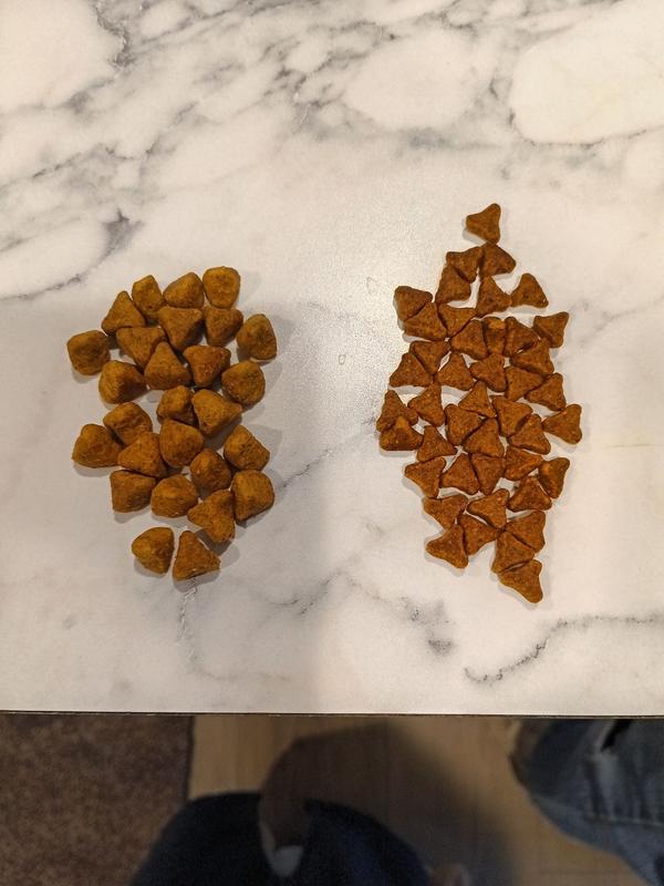 Regular version shown on the left, "New" version shown on the right